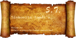 Sinkovits Tamás névjegykártya